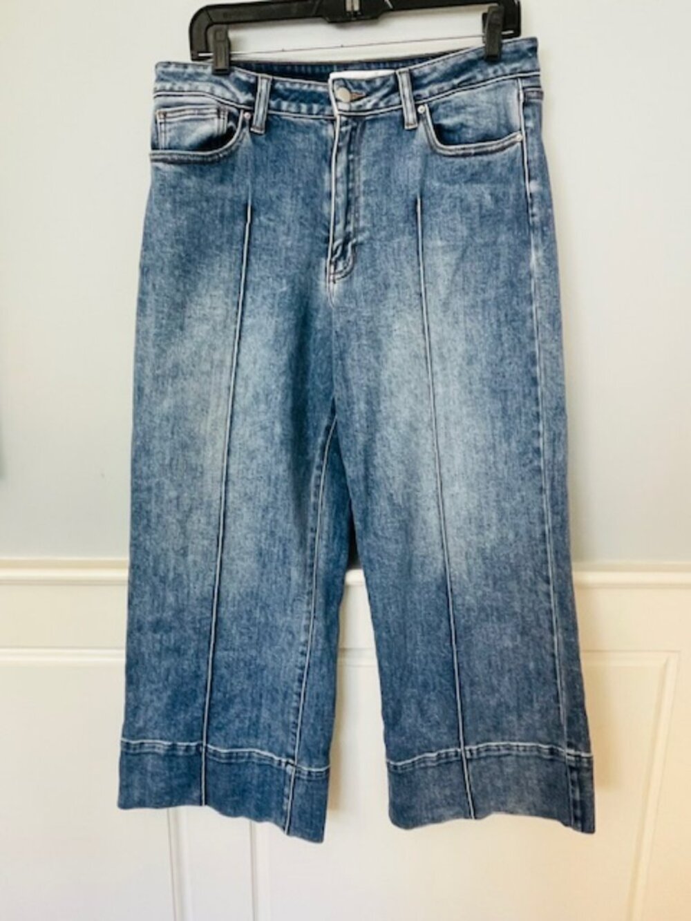 Altar'd State Wide Leg Crop Stretch Front Seam Jeans DP843 High Rise Size 31 - Picture 2 of 8